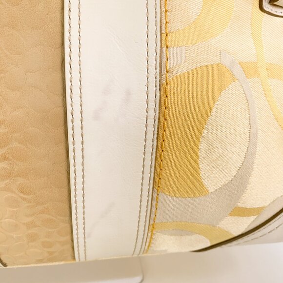 COACH Hampton Signature Stripe Spring Canvas Yellow Shoulder Bag - L0885-F13337 - Picture 14 of 16